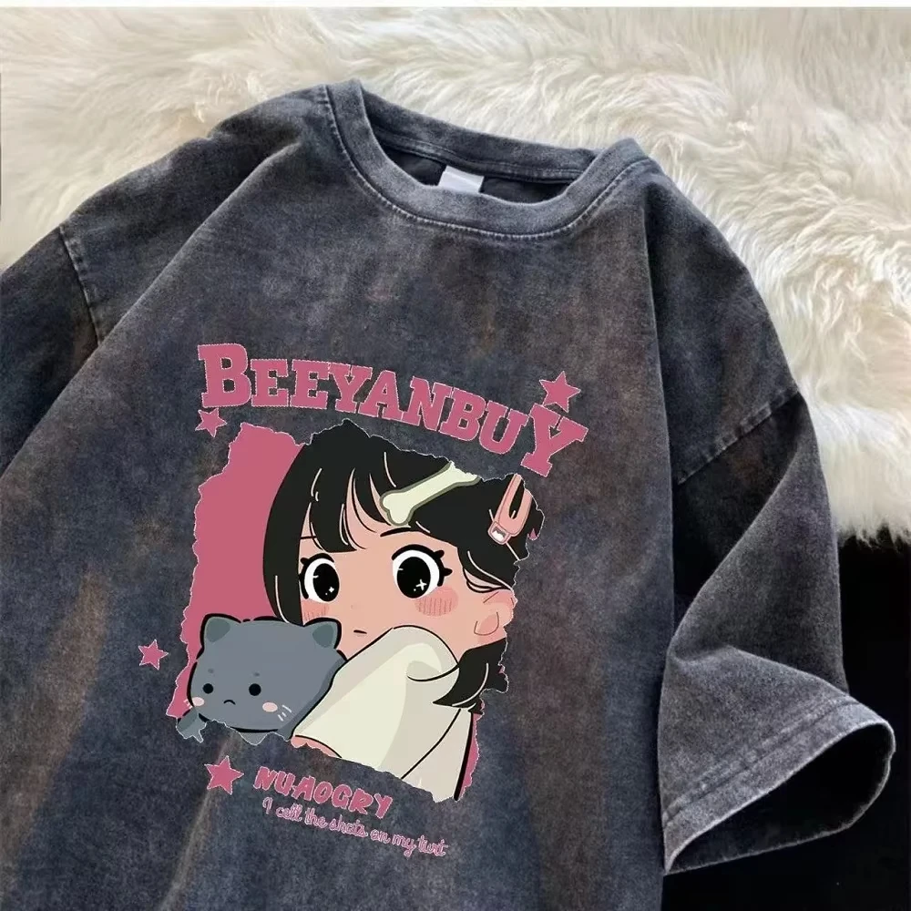 Street Fashion Trend 2025 - 2025 워터워시 빈티지 티셔츠 (남녀공용) 레트로