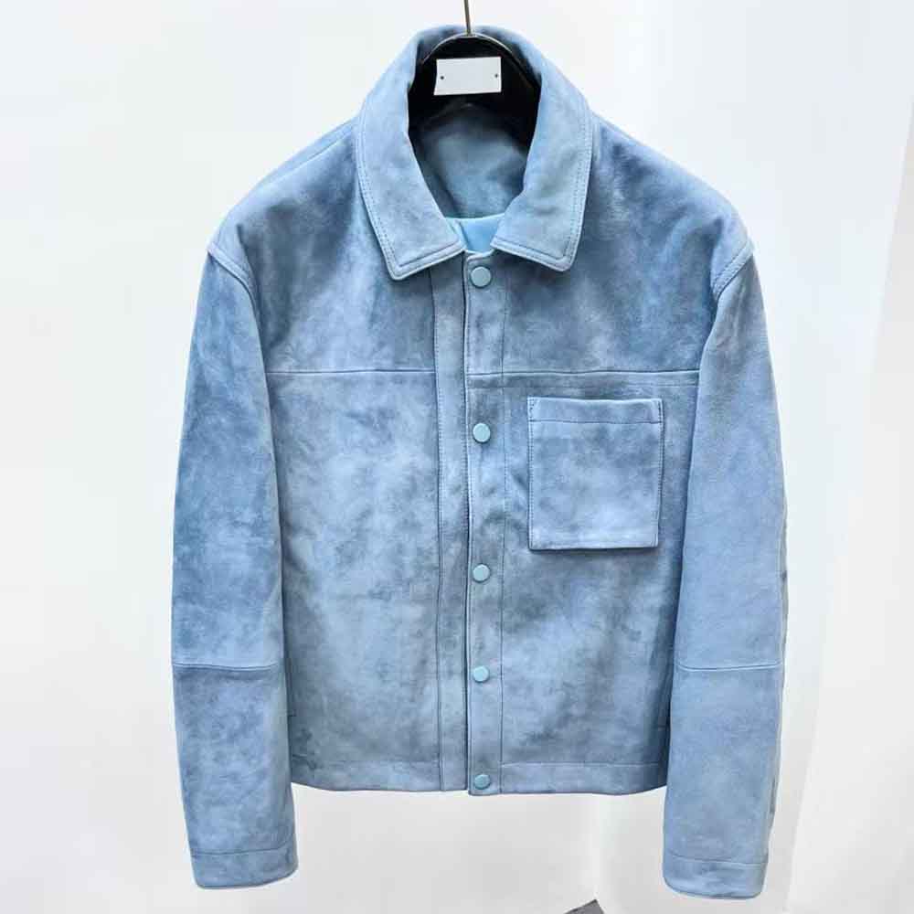 Street Fashion Jacket Men - 2025년 신상 남성용 럭셔리 블루 스웨이드