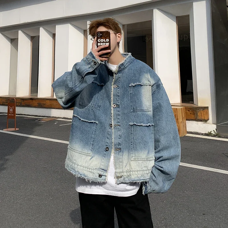 Street Fashion Jacket Men - 미국 레트로 힙합 로우 엣지 데님
