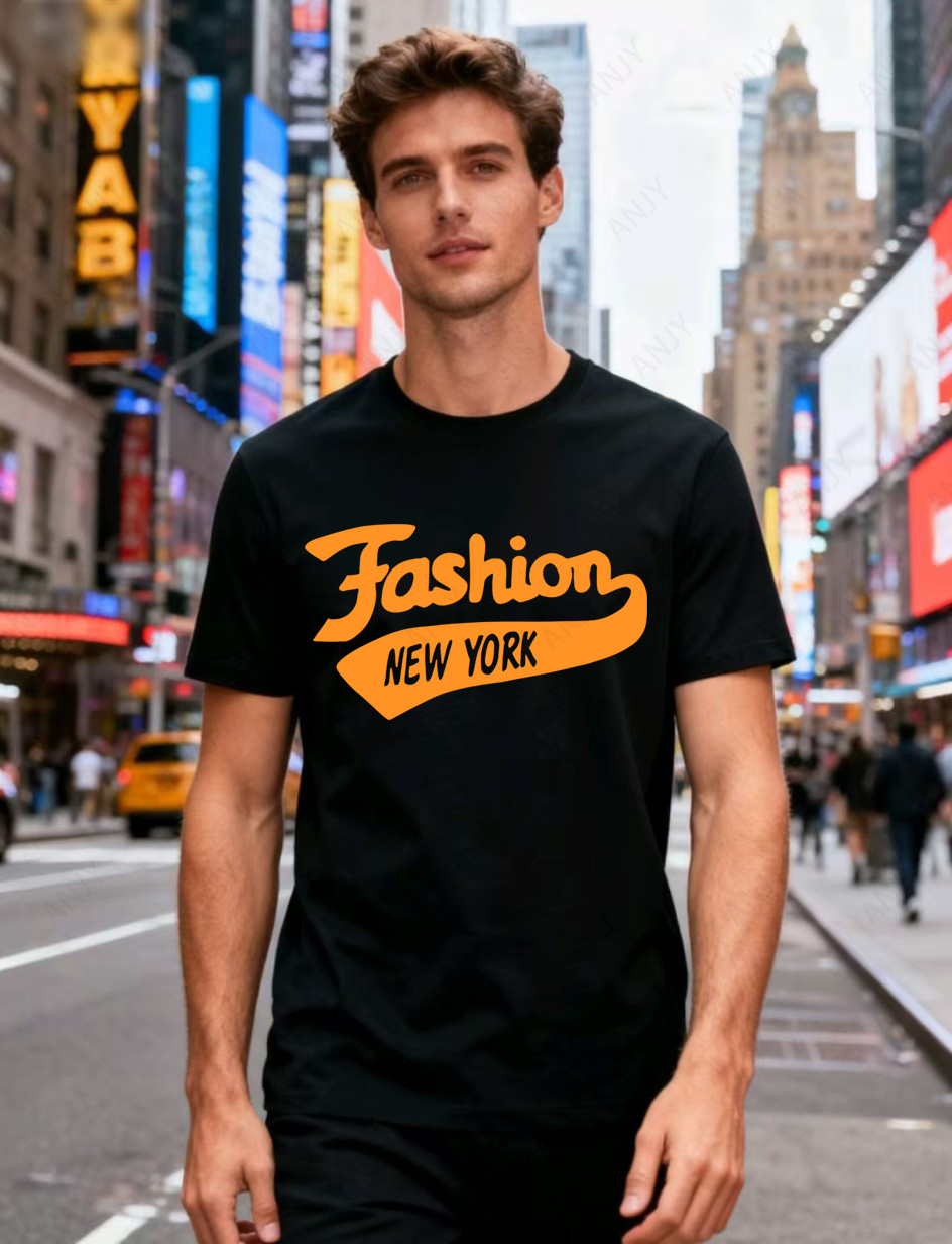 Street Fashion Of New York - 뉴욕 스트리트 스타일 레터 프린트 티셔츠