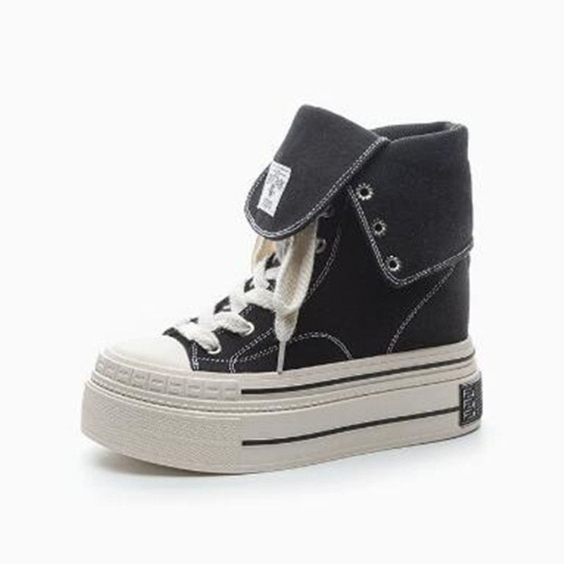 Street Fashion Denim - 12CM 통기성 키높이 스케이트보드화 데님 여성