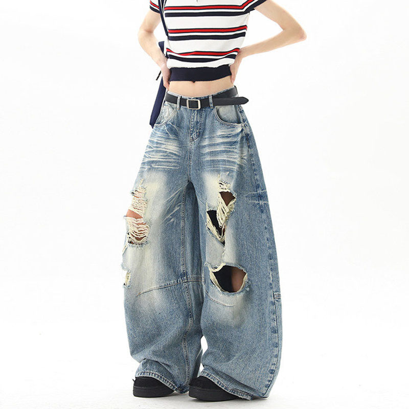 Street Fashion Denim - 미국 스트릿 스타일 여름 데미지 진