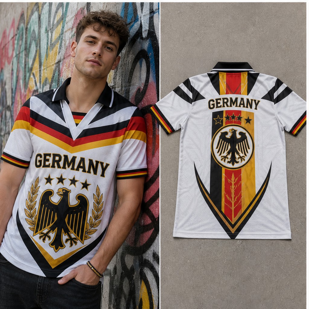Street Fashion Germany - 남성용 독일 독수리 문양 반팔 폴로