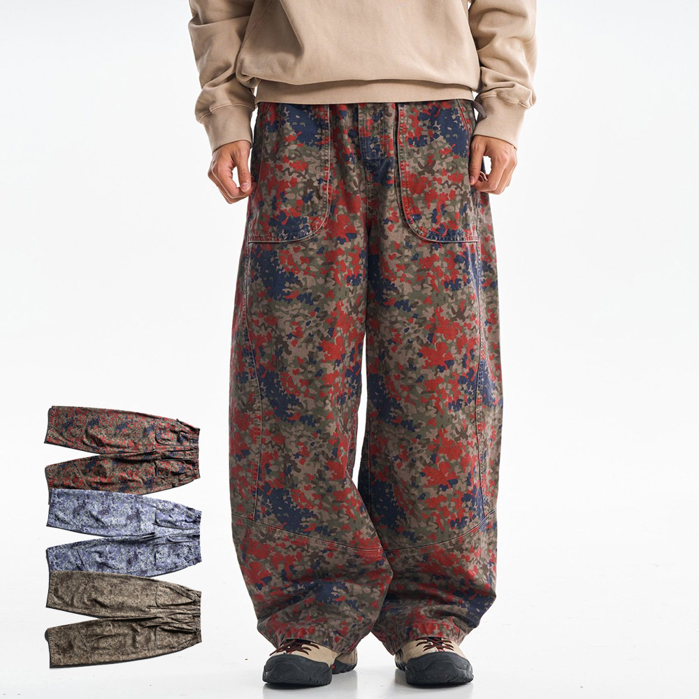 Cargo Pant Wide - 고품질 프린트 코튼 카고 바지 남성