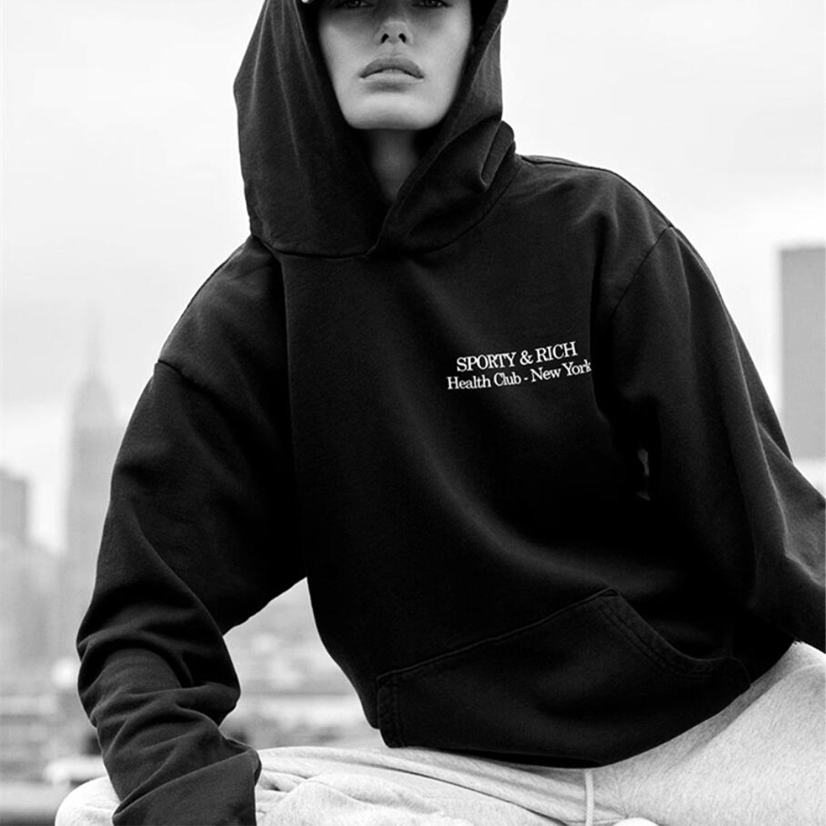 헬스 클럽 뉴욕 글자 프린트 블랙 오버사이즈 후드 여성 - Street Fashion Of New York 리뷰 및 가격