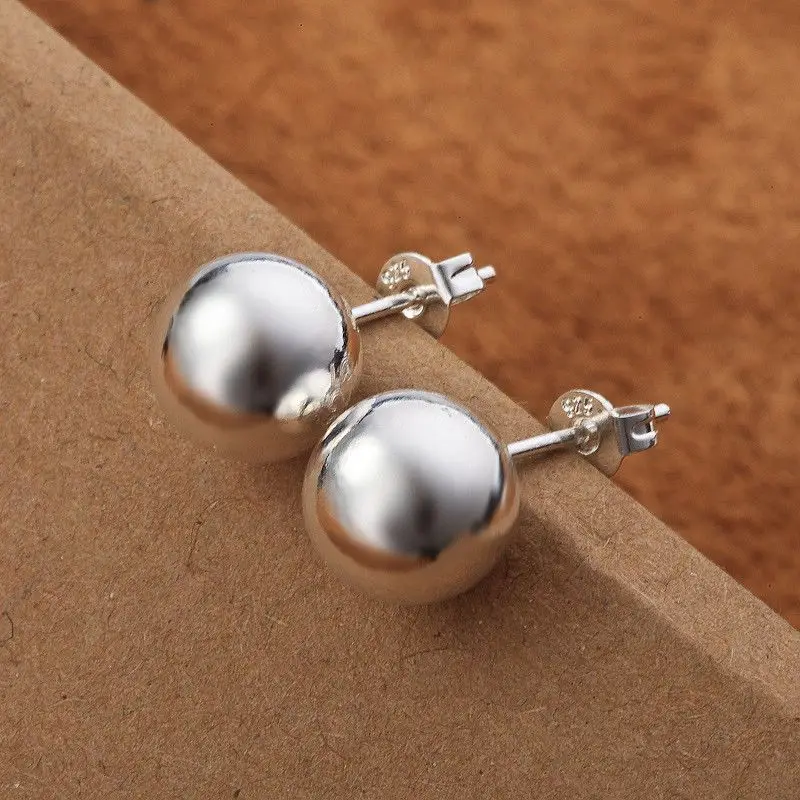 여성을위한 925 스털링 실버 클래식 8mm 10MM  - Street Fashion Earrings 리뷰 및 가격