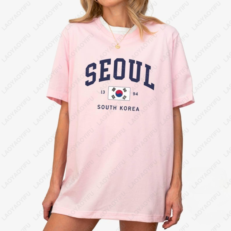 서울 한국 국기 유니섹스 티셔츠 빈티지 클래식 패션 스 - Street Fashion Seoul 리뷰 및 가격