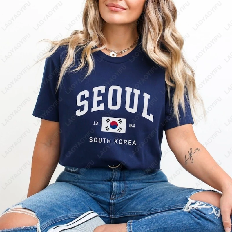 서울 한국 국기 유니섹스 티셔츠 빈티지 클래식 패션 스 - Street Fashion Seoul 리뷰 및 가격