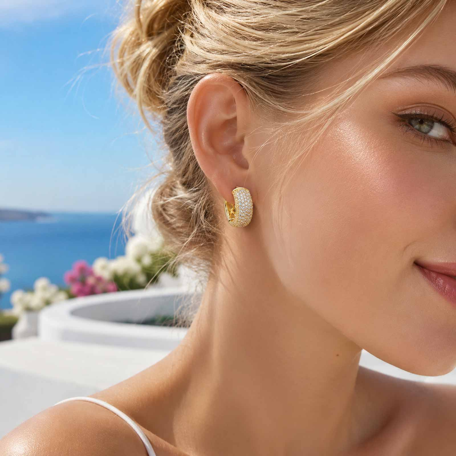여성용 클래식 큐빅 지르코니아 귀걸이 기하학적 오픈워크 - Street Fashion Earrings 리뷰 및 가격
