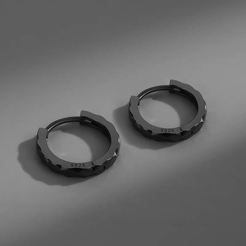 남자/여자를위한 1 쌍 펑크 작은 후프 귀걸이 블랙 실 - Street Fashion Earrings 리뷰 및 가격