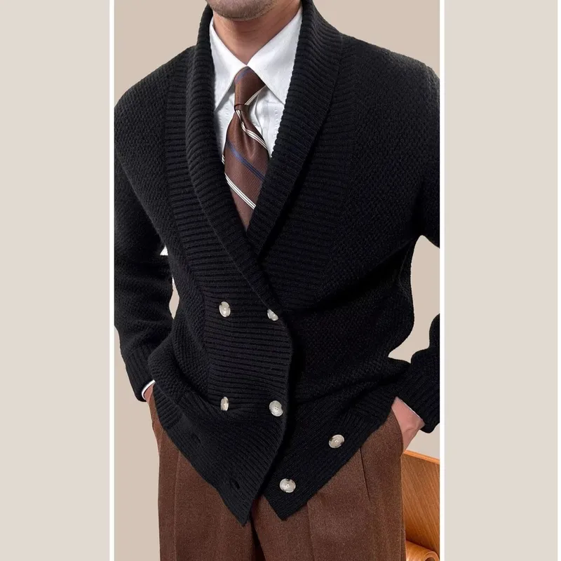 남성 캐주얼 루즈 니트 가디건 그린 프루트 칼라 스웨터 - Street Fashion Jacket Men 리뷰 및 가격