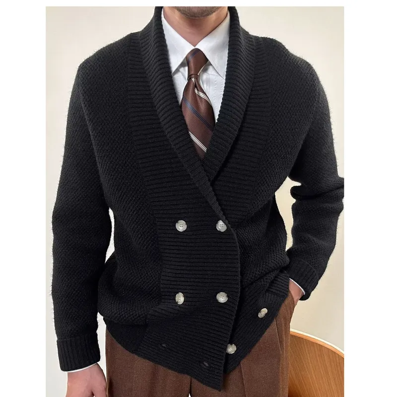 남성 캐주얼 루즈 니트 가디건 그린 프루트 칼라 스웨터 - Street Fashion Jacket Men 리뷰 및 가격