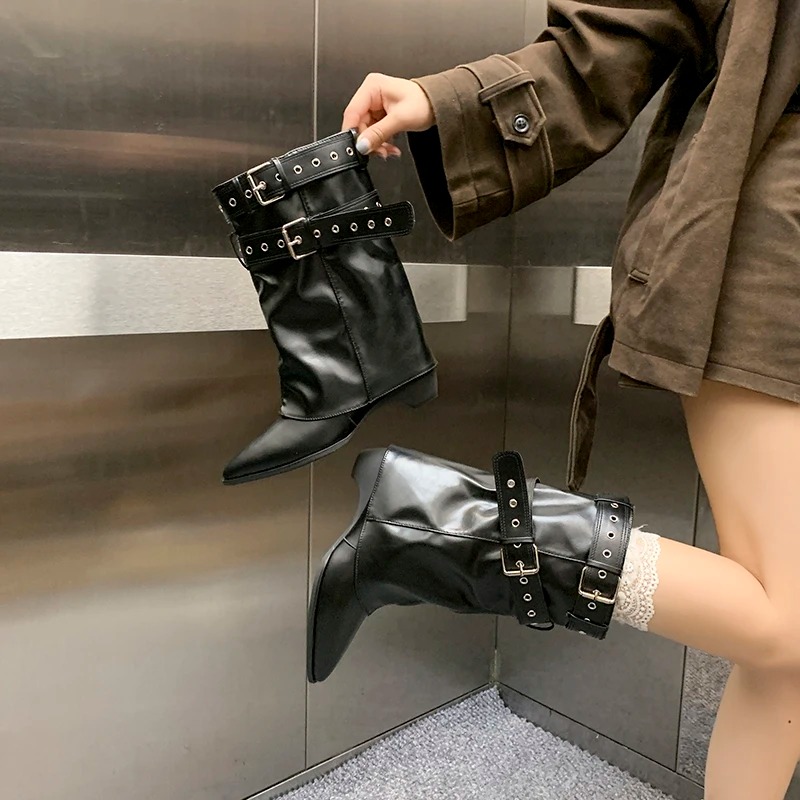 2025 뾰족코 여성 겨울 부츠 디자이너 미드 힐 우아 - Street Fashion Trend 2025 리뷰 및 가격