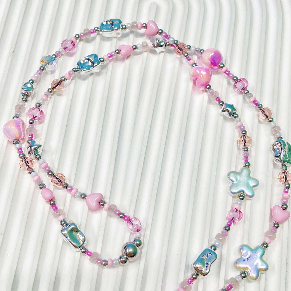 HERLOOK 파스텔 Y2K 하트 스타 비즈 폰 참 장 - Street Fashion Necklace 리뷰 및 가격