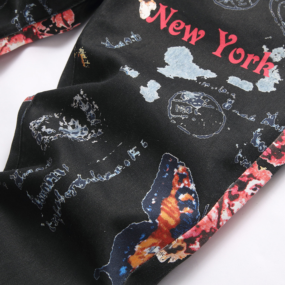 남성 디지털 프린트 청바지 패션 꽃 나비 뉴욕 팬츠 블 - Street Fashion Of New York 리뷰 및 가격