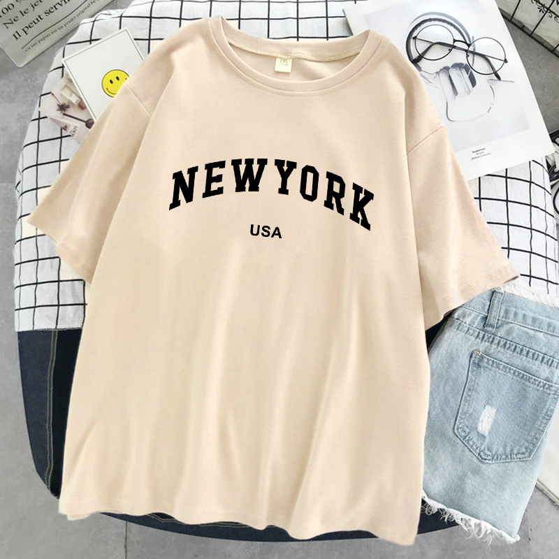 뉴욕 미국 도시 편지 그래픽 Tshirt 여성 코튼 스 - Street Fashion Of New York 리뷰 및 가격