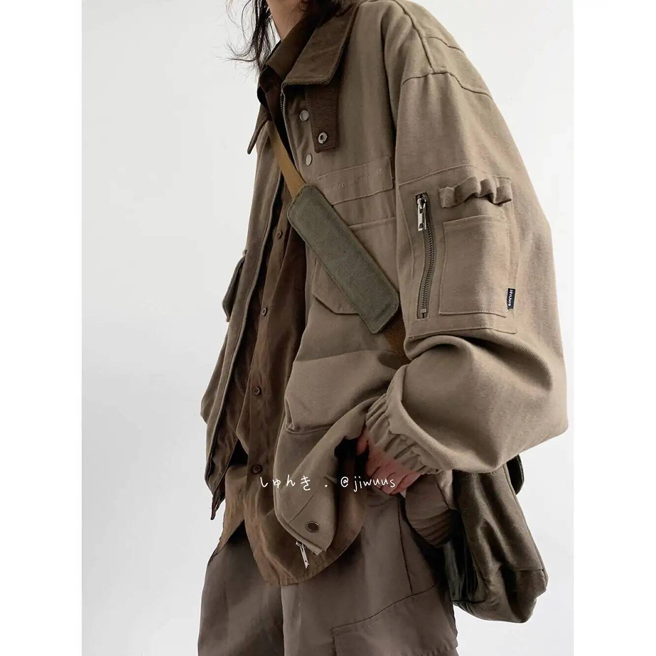 남자 자켓 봄 가을 루즈 카고 자켓 일본 빈티지 멀티  - Street Fashion Jacket Men 리뷰 및 가격