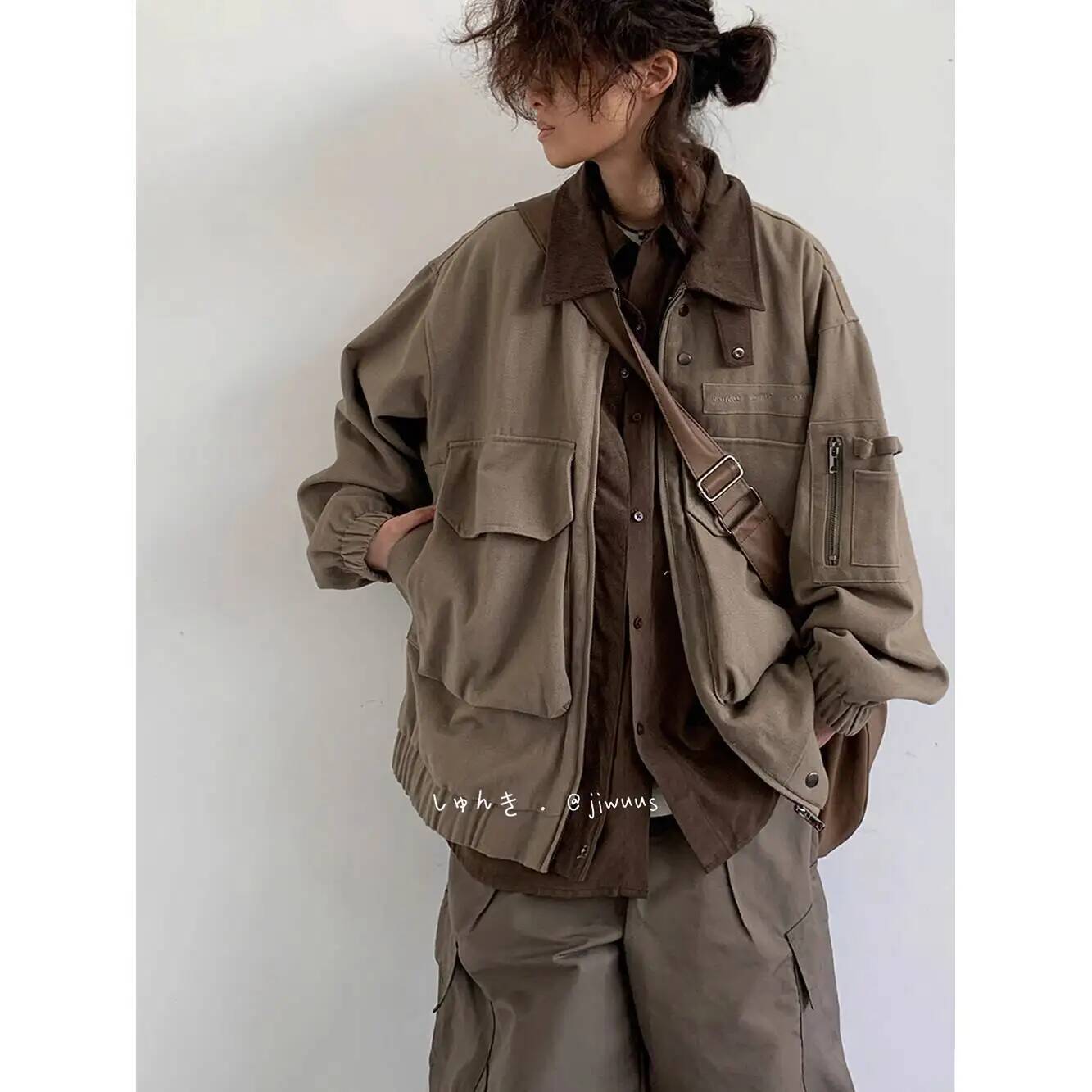 남자 자켓 봄 가을 루즈 카고 자켓 일본 빈티지 멀티  - Street Fashion Jacket Men 리뷰 및 가격