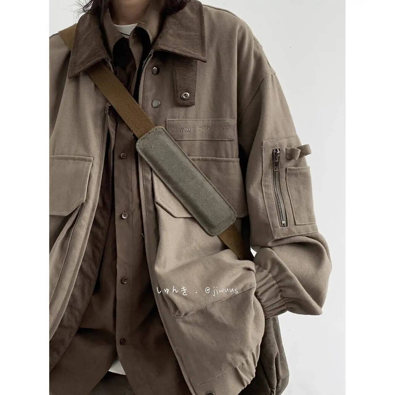 남자 자켓 봄 가을 루즈 카고 자켓 일본 빈티지 멀티  - Street Fashion Jacket Men 리뷰 및 가격