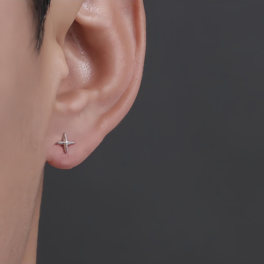 심플한 십자가 별 모양 남성 합금 스터드 귀걸이 레트로 - Street Fashion Earrings 리뷰 및 가격