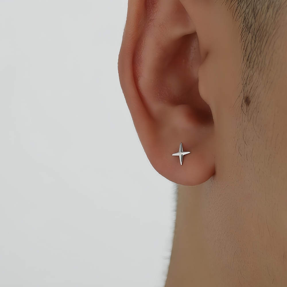 심플한 십자가 별 모양 남성 합금 스터드 귀걸이 레트로 - Street Fashion Earrings 리뷰 및 가격