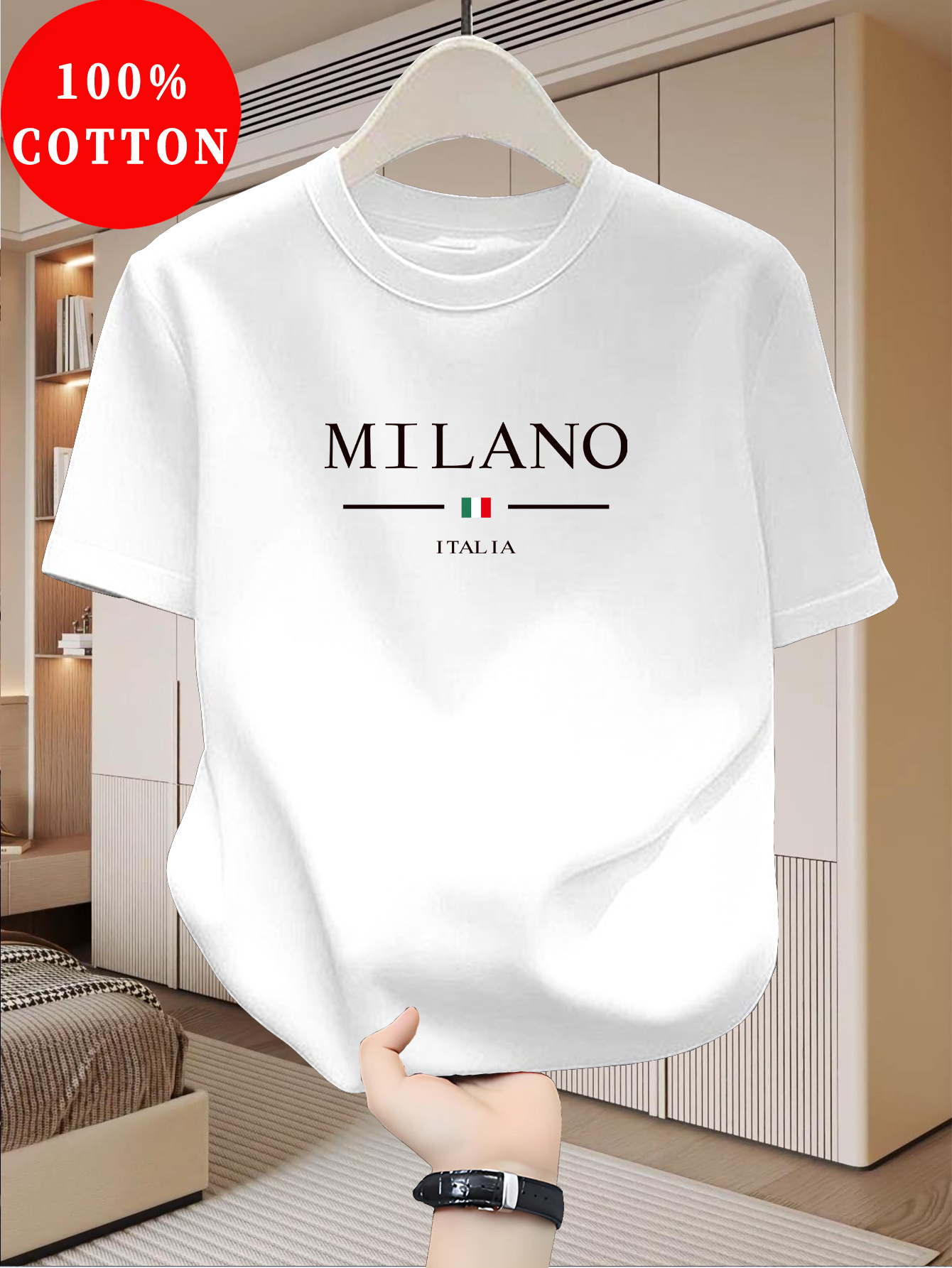 밀라노 패턴 프린트 반팔 캐주얼하고 패셔너블한 라운드  - Street Fashion Of Milan 리뷰 및 가격