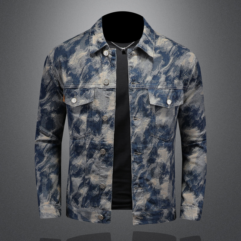 남성용 빈티지 데님 재킷, 자카드 카우보이 캐주얼 비즈 - Street Fashion Jacket Men 리뷰 및 가격