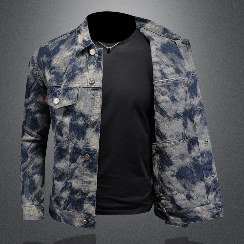 남성용 빈티지 데님 재킷, 자카드 카우보이 캐주얼 비즈 - Street Fashion Jacket Men 리뷰 및 가격