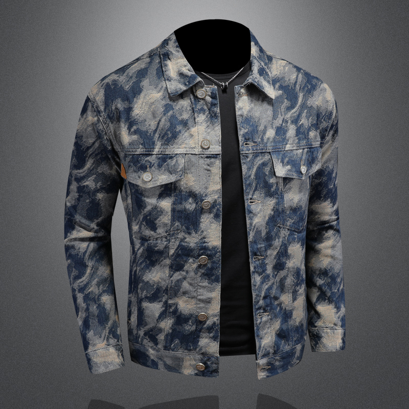남성용 빈티지 데님 재킷, 자카드 카우보이 캐주얼 비즈 - Street Fashion Jacket Men 리뷰 및 가격