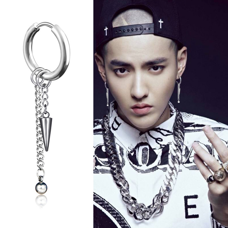 남녀공용 스테인리스 롱 체인 태슬 귀걸이 펑크 스타일  - Street Fashion Earrings 리뷰 및 가격