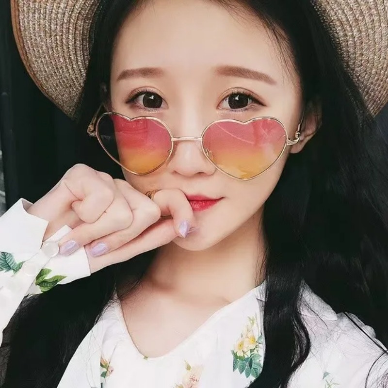 패션 하트 모양의 금속 선글라스 빈티지 트렌디 스트리트 - Street Fashion Shoot 리뷰 및 가격