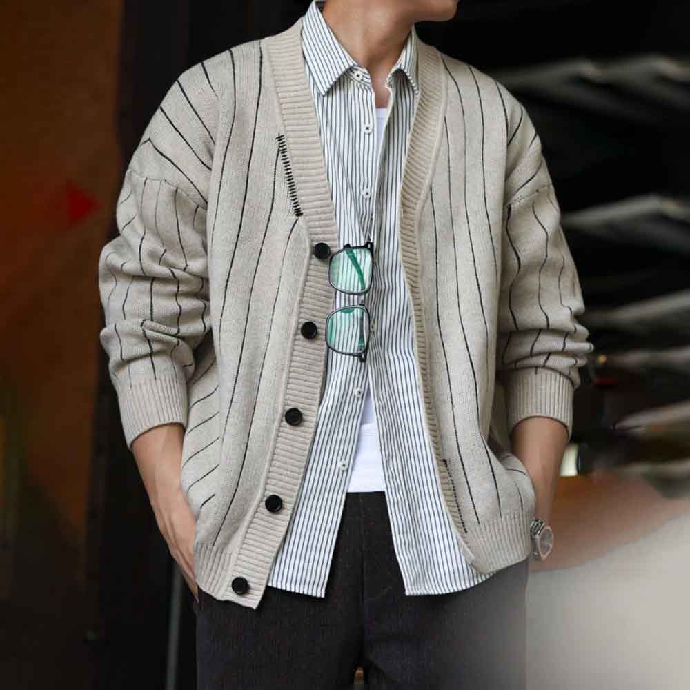 2025 겨울 신상 남성 스트라이프 긴팔 가디건 스웨터 - Street Fashion Trend 2025 리뷰 및 가격