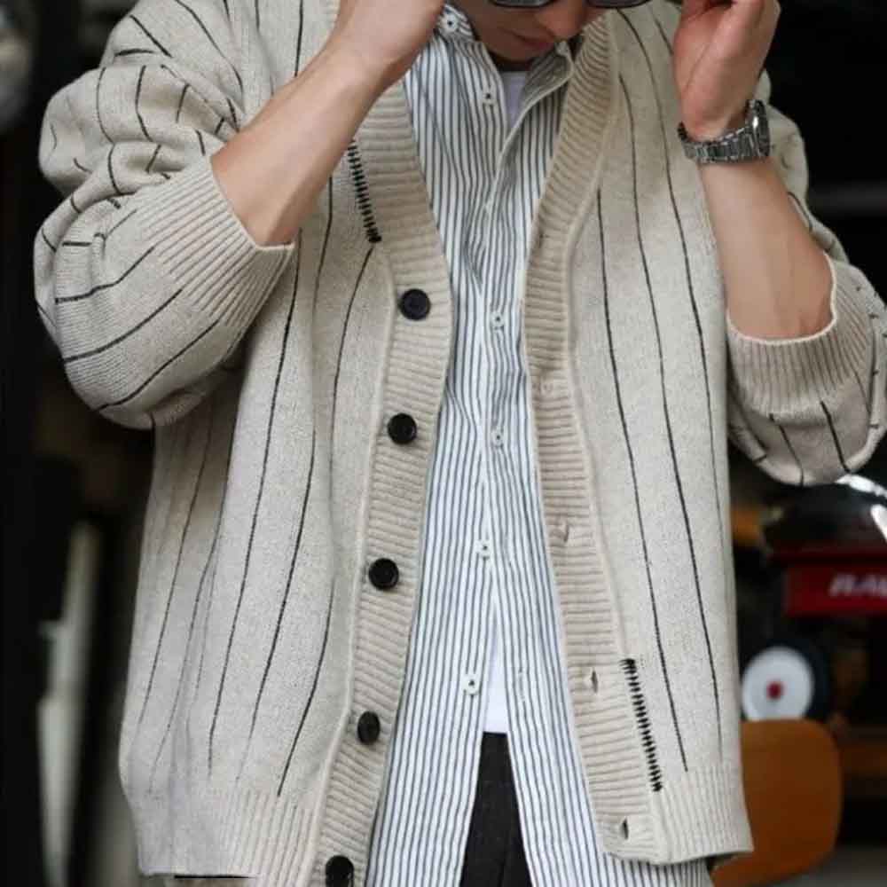 2025 겨울 신상 남성 스트라이프 긴팔 가디건 스웨터 - Street Fashion Trend 2025 리뷰 및 가격