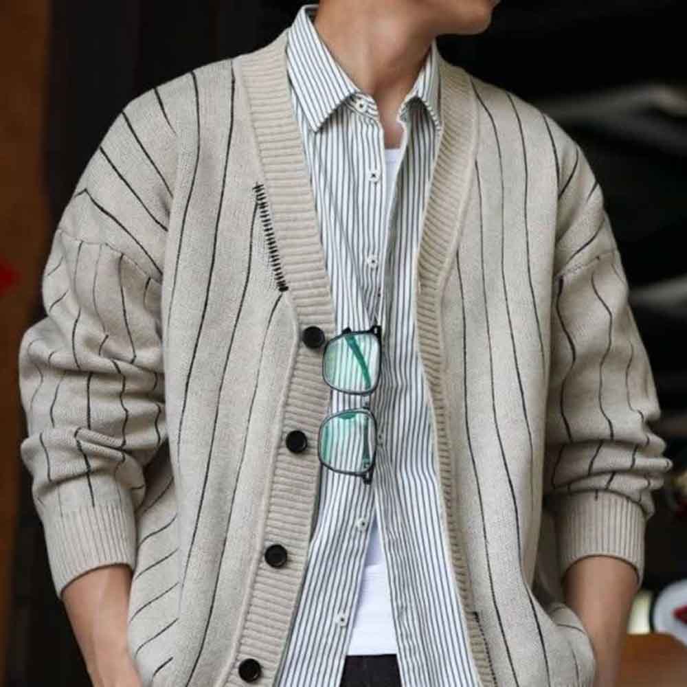 2025 겨울 신상 남성 스트라이프 긴팔 가디건 스웨터 - Street Fashion Trend 2025 리뷰 및 가격