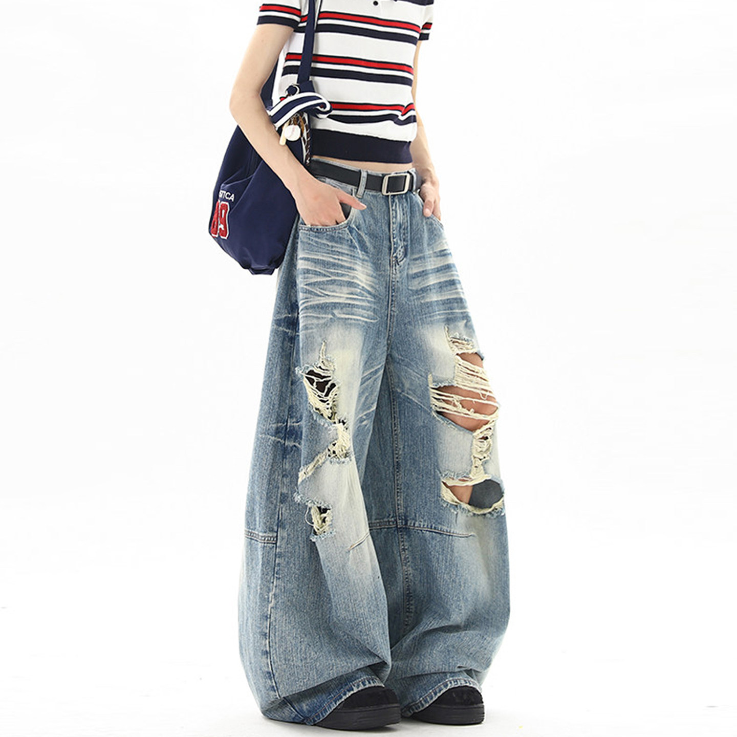 미국 스트릿 스타일 여름 데미지 진 캐주얼 패션 레트로 - Street Fashion Denim 리뷰 및 가격