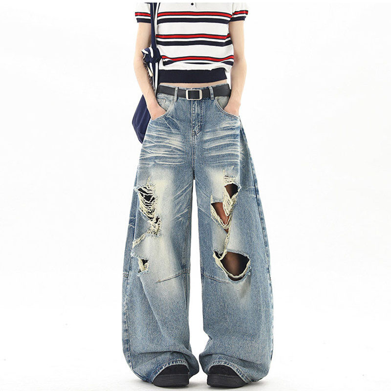 미국 스트릿 스타일 여름 데미지 진 캐주얼 패션 레트로 - Street Fashion Denim 리뷰 및 가격
