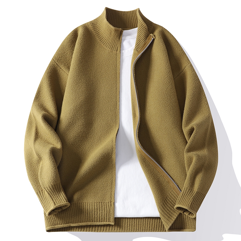 봄 가을 스탠드 칼라 지퍼 니트 가디건 남성 패션 스웨 - Street Fashion Jacket Men 리뷰 및 가격