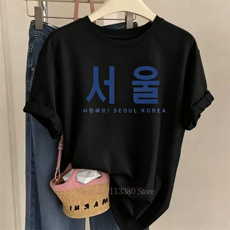 서울 한국 그래픽 프린트 티셔츠 여성용 여름 캐주얼 패 - Street Fashion Seoul 리뷰 및 가격