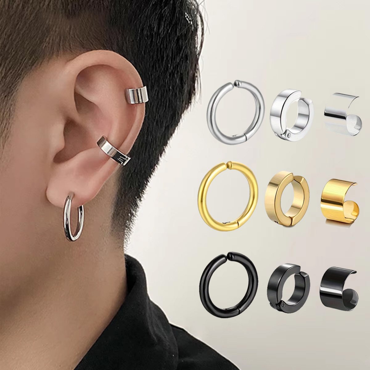 3pcs/Set 남자 여성을 위한 3pcs/Set 3간 - Street Fashion Earrings 리뷰 및 가격